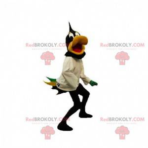 Zwarte en gele eend mascotte. Mascotte Daffy Duck -